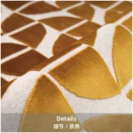 Yellow Brocade Geometric Cut-Pile Cushion for Living Room and Bedroom: Light Luxury Retro Decorative Pillow for Model Homes and Villas - Image 3