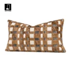 Coffee-colored, high-end, luxury-style woven genuine horsehair lumbar cushion for sofas and living rooms; model home and villa bedside cushion - Image 2