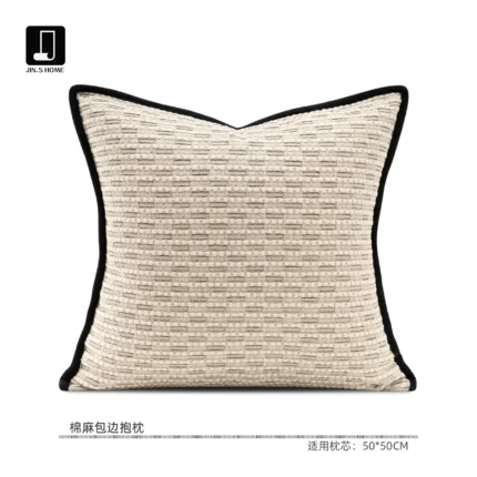 Soft Furnishings: Sofa, Model Home, Bay Window, Hotel, B&B, Modern, Nordic, Minimalist, Light Luxury, Beige, Linen, Cushions, Pillows
