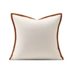 Jinshi Showroom: Cushions, Sofa, Living Room, Light Luxury, Beige Cotton-Linen Blend, Striped Square Pillows, Orange-Trimmed Cushion Covers - Image 4