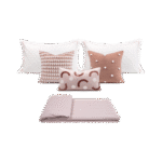 Soft Furnishings for Model Homes: 8-Piece Pink Bedding Set for Girls' Rooms with Polka Dot Patterns, Embroidered Pillows, and Throw Blankets for Children's Rooms - Image 6