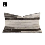Decorative Cushion for Sofa and Living Room: Luxurious Black and Gray Genuine Horsehair Woven Lumbar Pillow for Model Homes and Villas