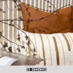 Soft Furnishings: Sofa, Model Home, Bay Window, Hotel, B&B, Minimalist, Light Luxury, Coffee-Brown, Woven, Hand-Beaded Cushion Covers - Image 2