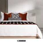 Soft Furnishings for Model Homes: Luxury 4-Piece Bedding Set with Orange 3D Quilted Cotton Texture (10-Piece Set) - Image 2