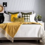 11-Piece Yellow-Green Children's Bedroom Bedding Set for Soft Furnishing Showrooms: Dinosaur Embroidery and Polka Dot Pattern, Multiple Sets Available