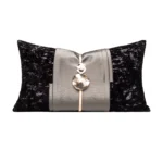 Soft furnishings: Sofa, model home, bedside, bay window, Nordic, Italian, light luxury, black velvet, textured, patchwork, lumbar pillows, throw pillows - Image 5
