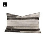 Decorative Cushion for Sofa and Living Room: Luxurious Black and Gray Genuine Horsehair Woven Lumbar Pillow for Model Homes and Villas - Image 2