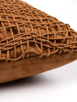 Orange Leather-Cord Woven Square Cushion for Sofas and Living Rooms: A Touch of Luxury—Model Home Villa Bedside Cushion - Image 4