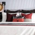 11-Piece Red Bedding Set for Soft Furnishing Showrooms: Modern, Light Luxury, High-End Wood-Grain Textured Bedding Set - Image 3