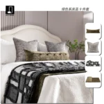 Colorful model room in antique style – 9-piece bedding set in green – Custom bedding sets for hotels, villas, and showrooms