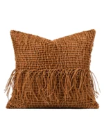 Orange Leather-Cord Woven Square Cushion for Sofas and Living Rooms: A Touch of Luxury—Model Home Villa Bedside Cushion - Image 5