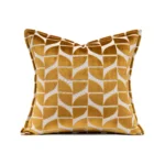 Yellow Brocade Geometric Cut-Pile Cushion for Living Room and Bedroom: Light Luxury Retro Decorative Pillow for Model Homes and Villas - Image 5