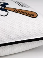 Soft Furnishings for Model Homes: Boys' Room - Baseball-Themed Pillows in Blue and Brown with Embroidery (Bedside and Decorative Pillows) - Image 4