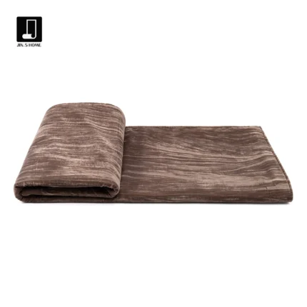 Jinshi Modern Minimalist Light Luxury Coffee-Colored Silk-Cotton Velvet Throw Blanket for Villa Model Home Living Room or Bedroom Footboard