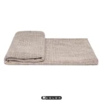 Soft Furnishings for Model Homes: Nordic Modern and Italian-Style Luxury Living Room with Bay Window, Beige Textured High-End Throw Blanket and Lounge Blanket