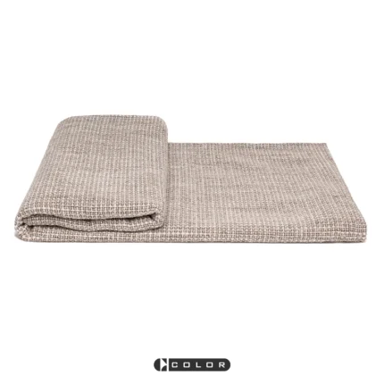 Soft Furnishings for Model Homes: Nordic Modern and Italian-Style Luxury Living Room with Bay Window, Beige Textured High-End Throw Blanket and Lounge Blanket