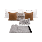 Interior Design Showroom: 9-Piece Brown Bedding Set with Fox Fur Pillows, Brown Leather Patchwork, and Shaggy Throw Blanket - Image 6