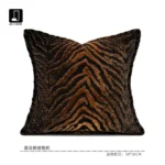 Brocade-style Shanghai-inspired vintage-style black-and-gold gradient throw pillow; villa model home sofa tiger-print cushion; showroom bedside pillows