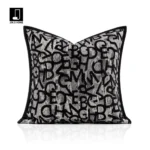 Interior Decor: Minimalist, Modern, New Chinese, and Scandinavian Minimalist Sofa Showroom - Black and White Letter-Patterned Cushion Covers