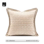 Velvet Cushion in Light Beige—Luxury Living Room Sofa Cushion for Villas, Hotel Showrooms, and Exhibition Halls
