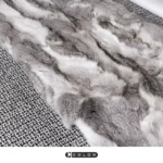 Soft Furnishings for Model Homes: Luxury Four-Piece Bedding Set with Green Woven Leather and Rabbit Fur Throw - Image 3