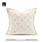 Brocade-Style Vintage-Inspired Beige Cushions, Designer Vintage-Print Cushions, Light Luxury Villa Sofa Cushions, Hotel Cushions