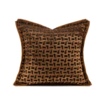 Brocade and Brown Shaggy Cushions: Luxury-Style Living Room Sofa Pillows for Villas, Hotel Model Rooms, and Showroom Cushion Sets - Image 5