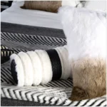 10-Piece Brown-Toned Bedding Set for Soft Furnishing Showrooms, Hotel Furniture Showroom Bedding, Fox Fur Throws, and Pillows - Image 4