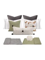 12-Piece Green-Toned Children's Room Soft Furnishings Set: Minimalist Modern Instagram-Style Pillows, Throws, and Bedding - Image 5