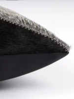 Decorative Cushion for Sofa and Living Room: Luxurious Black and Gray Genuine Horsehair Patchwork Lumbar Pillow for Model Homes and Villas - Image 4