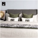 Showroom Villa Living Room Sofa Throw and Bedspread; Hotel-Style Italian-Inspired Light Luxury Black Leather-Weave Textured Footboard Throw - Image 2