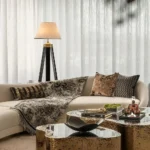 Custom-made coffee-colored horsehair vertical-striped lumbar pillow for sofas, living rooms, model homes, and villas—exuding a sense of light luxury and sophistication - Image 3