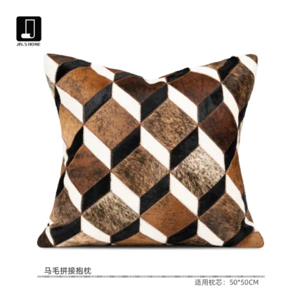 Geometric-patterned horsehair cushion covers for villa living rooms, sofa cushion covers for model homes, and light luxury hotel-style cushion covers