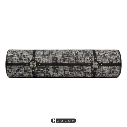 Interior Design: Sofa Showroom - Italian-Style Light Luxury Black-and-White Textured Leather with Tied Candy-Colored Pillows, Cylindrical Pillows, and Lumbar Support Cushions