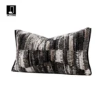 Black, White, and Beige Shag-Textured Cushions for Sofas and Living Rooms: A Luxurious, High-End Look—Sample Model for Villa Bedroom Headboard Pillows - Image 2