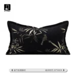 Luxury-style black and gold square cushion covers for villa sofas; vintage-style model home and showroom bed cushions