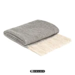 Soft Furnishings for Model Homes: Nordic Modern Italian-Style Light Luxury Living Room Bay Window Gray W-Pattern Knitted Throw Blanket - Image 2