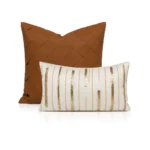 Soft Furnishings: Sofa, Model Home, Bay Window, Hotel, B&B, Minimalist, Light Luxury, Coffee-Brown, Woven, Hand-Beaded Cushion Covers - Image 5