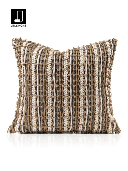 Cushions for Sofas and Living Rooms: Light Luxury, High-End, Resort-Style, Wabi-Sabi Aesthetic, B&B-Inspired, Coffee-Brown Cotton-Linen Rope-Woven Bedside and Sofa Pillows