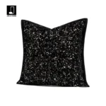 Black and White Shaggy-Edged Square Cushions for Sofas and Living Rooms: Light Luxury and Sophisticated Style—Model Home and Villa Bed Cushions - Image 2
