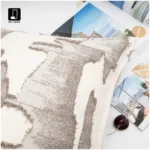 Beige Fringed Square Cushion, 45x45 cm, New Chinese-Style Landscape Design, PP Cotton Filling, Wabi-Sabi Style Living Room Cushion - Image 2