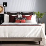 11-Piece Red Bedding Set for Soft Furnishing Showrooms: Modern, Light Luxury, High-End Wood-Grain Textured Bedding Set