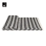 Modern Luxury Showroom: Black-and-White Striped Cotton-Linen Throw; Villa Living Room Embroidered Knit Throw; Hotel Bedspread