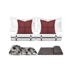 Soft Furnishings for Model Homes: Light Luxury Wabi-Sabi Style 4-Piece Bedding Set in Brown with Black and White Stripes - Image 5