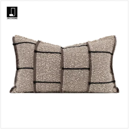 Jinshi Villa Cotton-Linen Wabi-Sabi Style Cushion Covers, Vintage-Inspired Luxury Cushions for Showrooms, Hotel Display Cushions