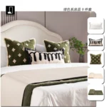 Jinshi Model Home: Children's Room Green Bedding 9-Piece Set for Guesthouse and Villa Showrooms—High-End Custom Multi-Piece Sets