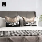 Modern Luxury Showroom: Black-and-White Striped Cotton-Linen Throw; Villa Living Room Embroidered Knit Throw; Hotel Bedspread - Image 2