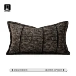 Velvet Cushion with Black and Gold Foil Accents—Light Luxury Living Room Sofa Cushion for Villas, Hotel Showroom, and Bedside Use