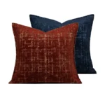 Soft Furnishings: Sofa, Model Home, Bay Window, Italian-Style Light Luxury, High-End Imported, Red and Blue Velvet Jacquard Cushions and Pillows - Image 5