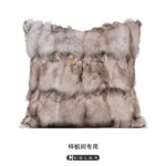 Soft Furnishings: Sofa, Model Home, Bay Window, Hotel, Modern, Nordic, Minimalist, Light Luxury, Brown Fox Fur Cushion Covers